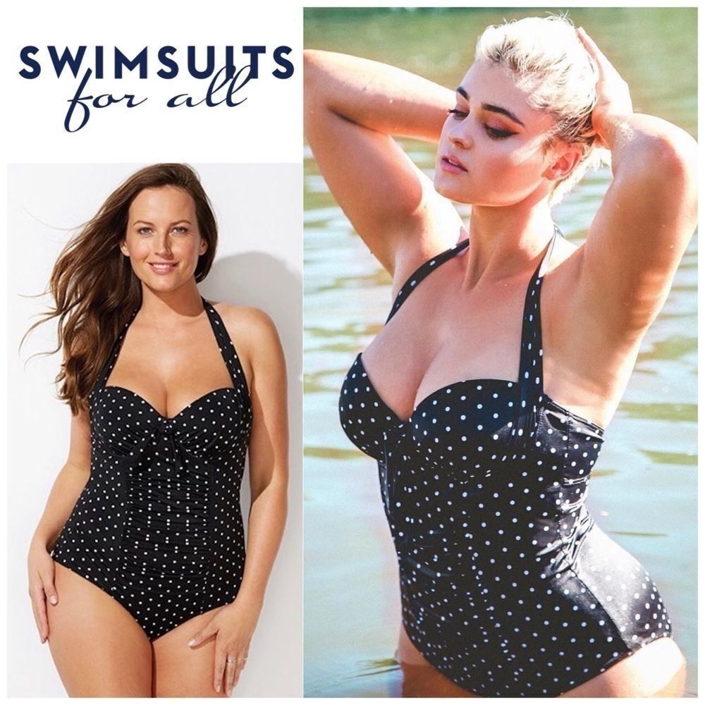 New. SWIMSUITS FOR ALL black and white swimsuit. 14